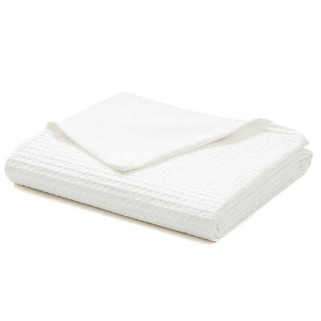 YnM Cotton Waffle Weave Duvet Cover for Weighted Blankets with 16 Strings (Coconut White, 48''x72'')