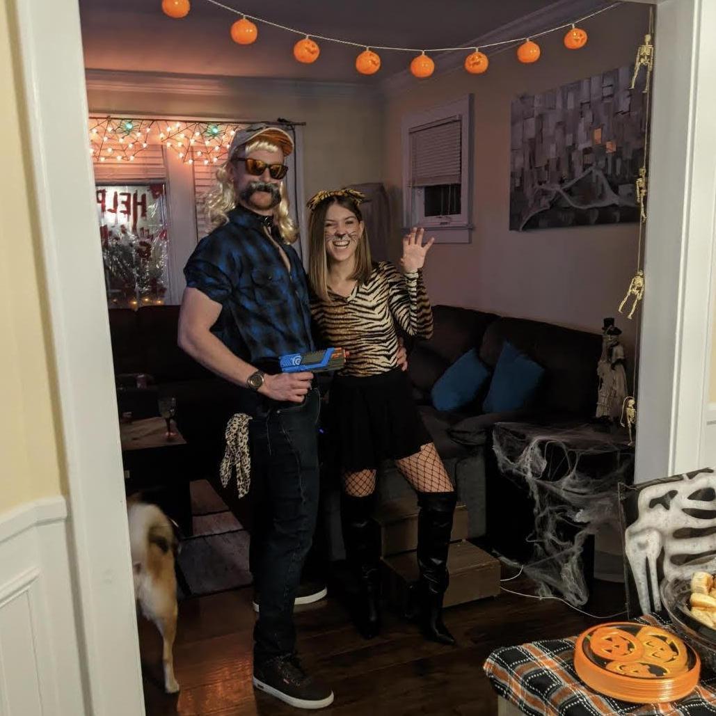 First Halloween together! James was Joe Exotic and Miranda was a tiger.
