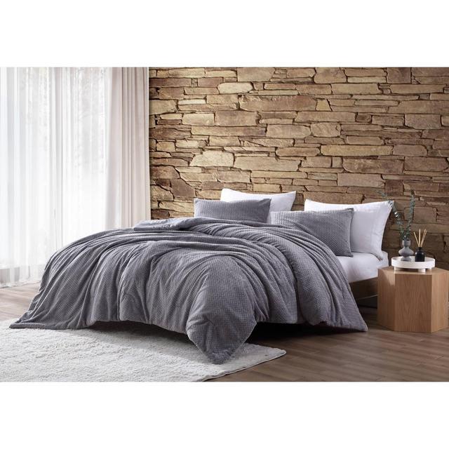 3pc King Lele Jacquard Plush Comforter Set Gray - Geneva Home Fashion
