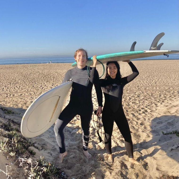 Oct 2024: CA kidney conference means surfing with Lauren's dad