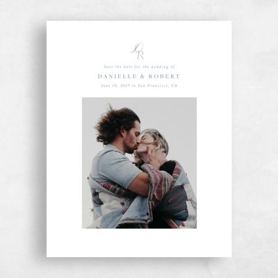 Periwinkle Gray, Grey Wedding Save the Date - Lisette Portrait