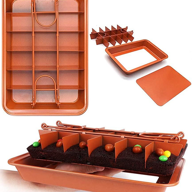 Non Stick Brownie Pans with Dividers, High Carbon Steel Baking Pan, Makes 18 Pre-cut Brownies All at Once