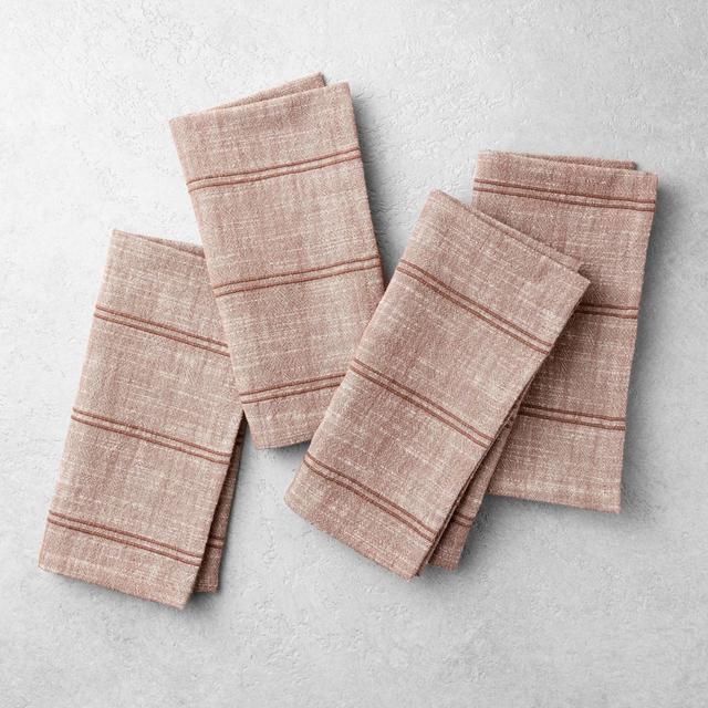 4pk Rib Stripe Napkin Pumpkin Brown - Hearth & Hand™ with Magnolia