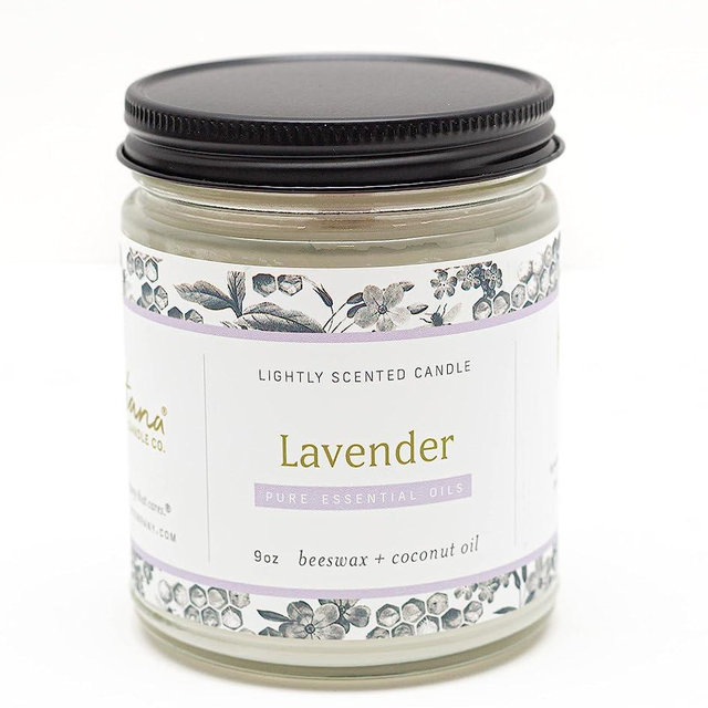 Fontana Candle Company - Lavender | Lightly Scented Candle 9 oz | Made from Beeswax and Coconut Oil | Essential Oil | Wood Wick | Long Lasting | Non Toxic Clean Burn