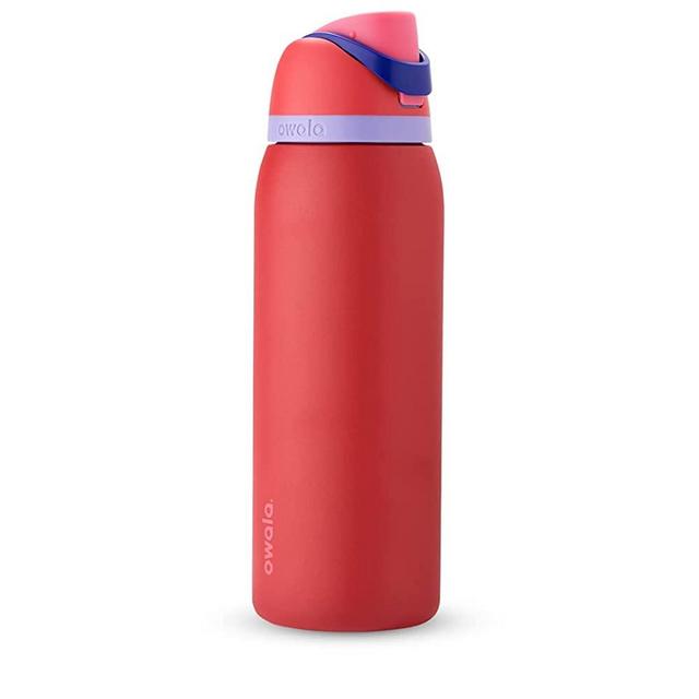 Owala FreeSip Insulated Stainless Steel Water Bottle with Straw for Sports and Travel, BPA-Free, 40-Ounce, Pomegranate Parade