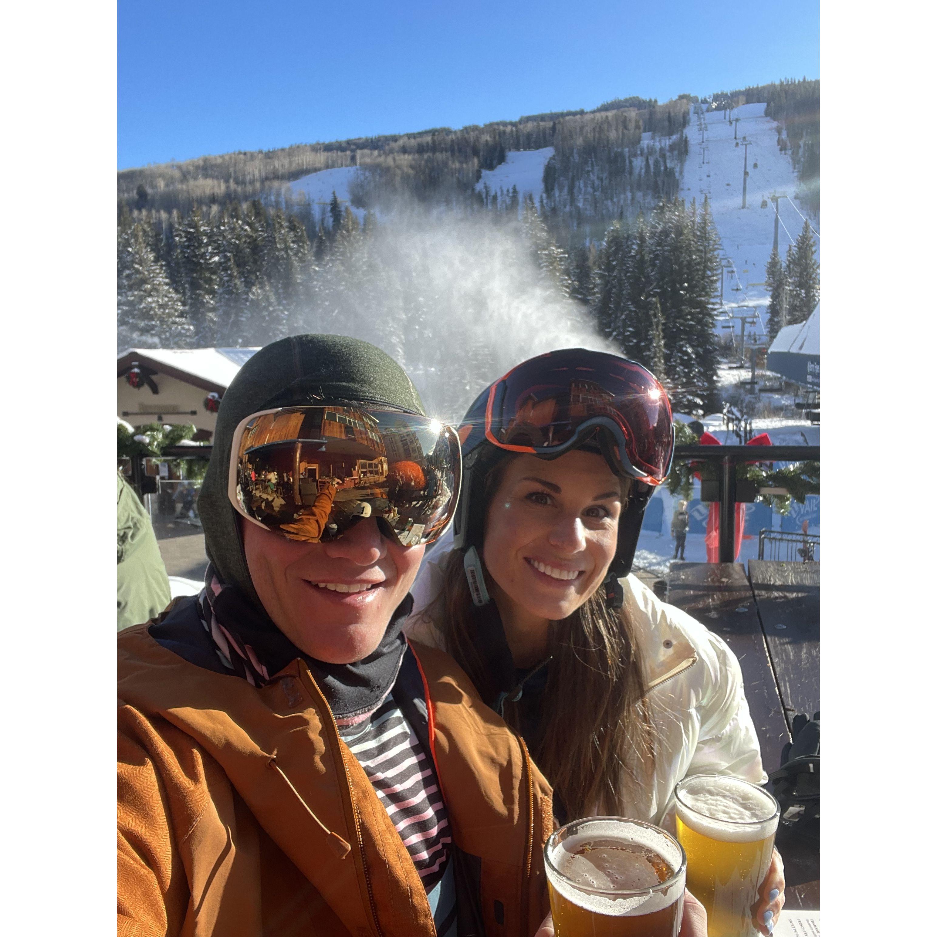 Après in Vail, CO (Sarah's favorite part of skiing). December 2021