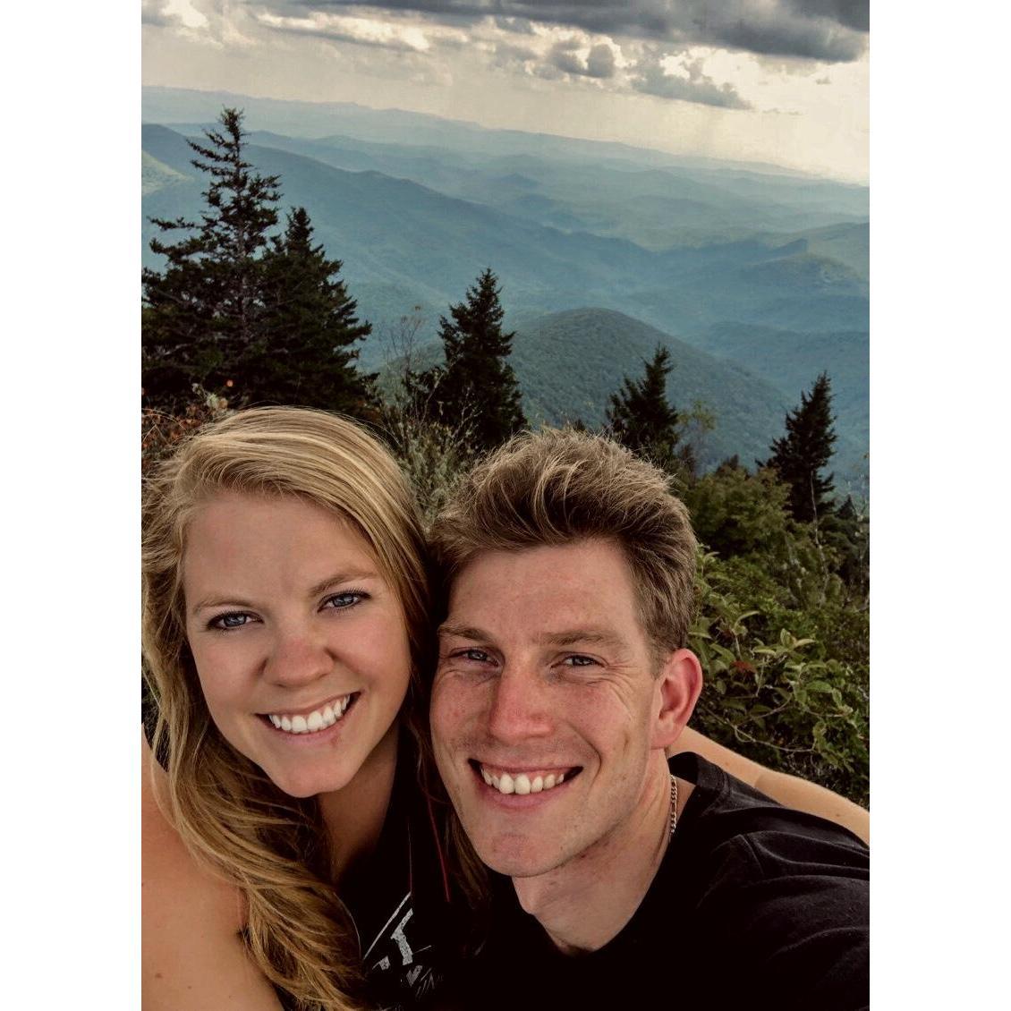 Matt came to visit North Carolina for the first time, and this is a photo of us in the Blue Ridge Parkway in Asheville!