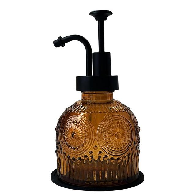 Birugen Vintage Soap Dispenser for Bathroom,Glass Kitchen Soap Dispenser with Pump,Farmhouse Antique,Cute Small Rustic Decor(Brown)