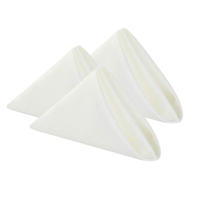 Cloth Napkins 17x17 inch Washable Polyester Dinner Napkins Soft Table Napkins for Wedding Party Dining Banquet(Ivory,12PCS)
