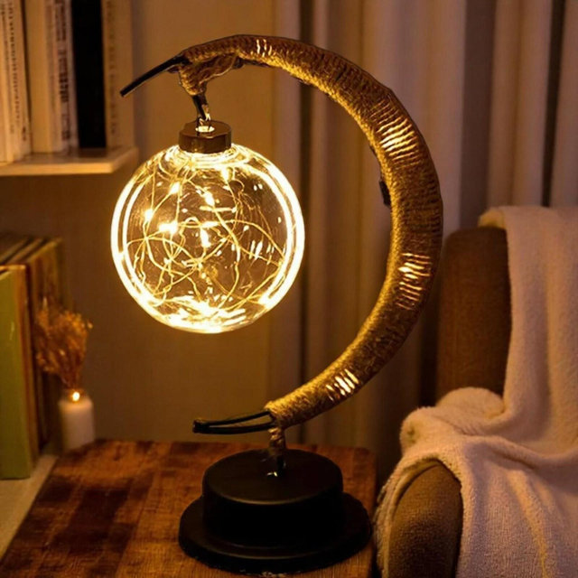 Enchanted Lunar Lamp: Moon Fairy Light, Boho Home Decor