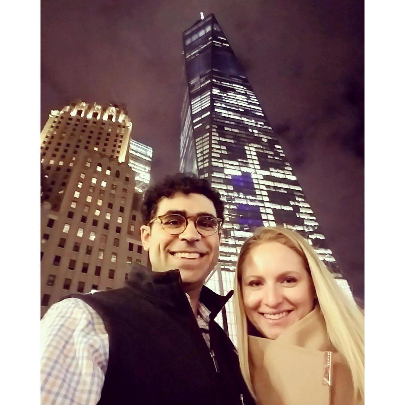 Mike popped the question at the top of the World Trade Center on 3.8.17! After smuggling the ring through some intense security...