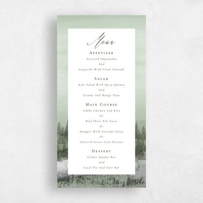 Green Fall Wedding Menu - Rockford