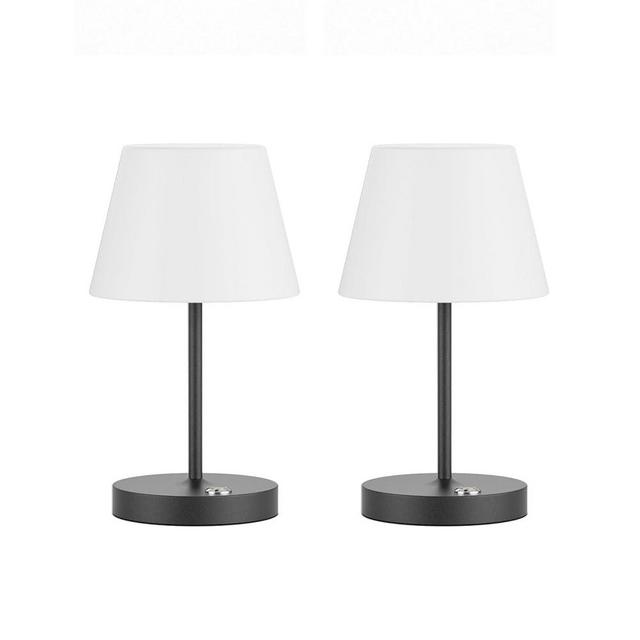 irotine 2 Pack Outdoor Battery Operated Table Lamp Waterproof, 6000mAh Cordless Table Lamps, 3 Color Stepless Dimmable Battery Powered Lamp for Dinner/Restaurant/Bedroom/Bars/Camping(Black)