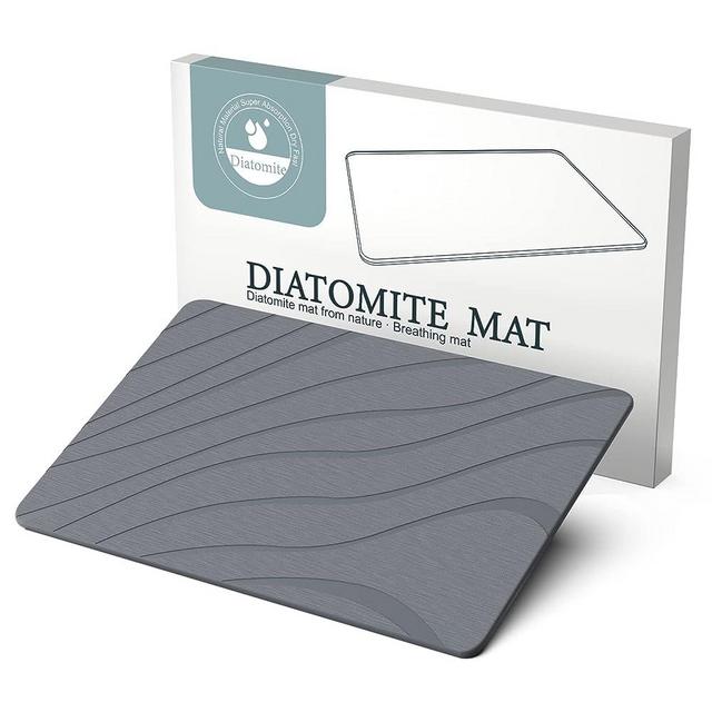 Stone Bath Mat ,Diatomaceous Earth Shower Mat Nonslip Super Absorbent Quick Drying Bathroom Floor Mat for Kitchen Counter , Natural Bathroom Mat Stone Easy to Clean (23.7 x 15 .5inch)