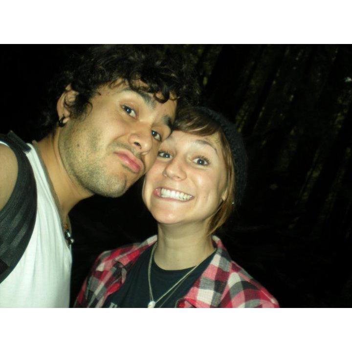 Young love. Sal and Karly hiking in the California red woods on one of their first dates.