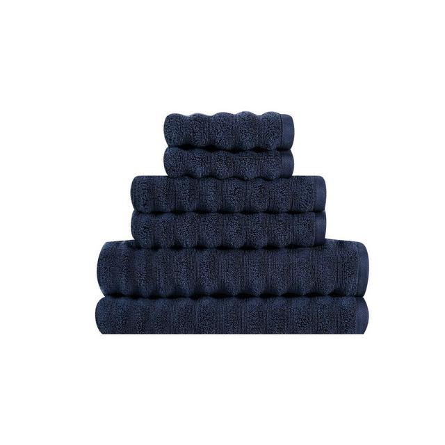 6pc 100% Cotton Zero Twist Bath Towel Set Navy - Sean John