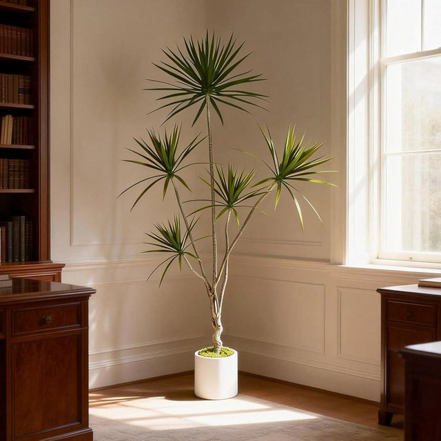 Crasraye Artificial Dracaena marginata Tree, 6ft Tall Faux Tree with Heavy Base, Large Floor Plant Fake Tree for Indoor, Artificial Plant for Home Office Living Room Decor