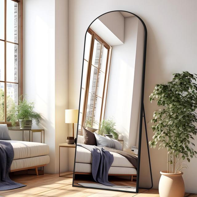 Neutypechic Metal Framed Arched Full Length Mirror Large Wall Mirror Freestanding Mirror - 71"x32",Black