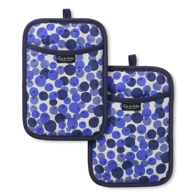 Sur La Table Kitchen Essentials 2pk 7"x10" Fresh Blueberries Fruit Pot Holder Blue/White