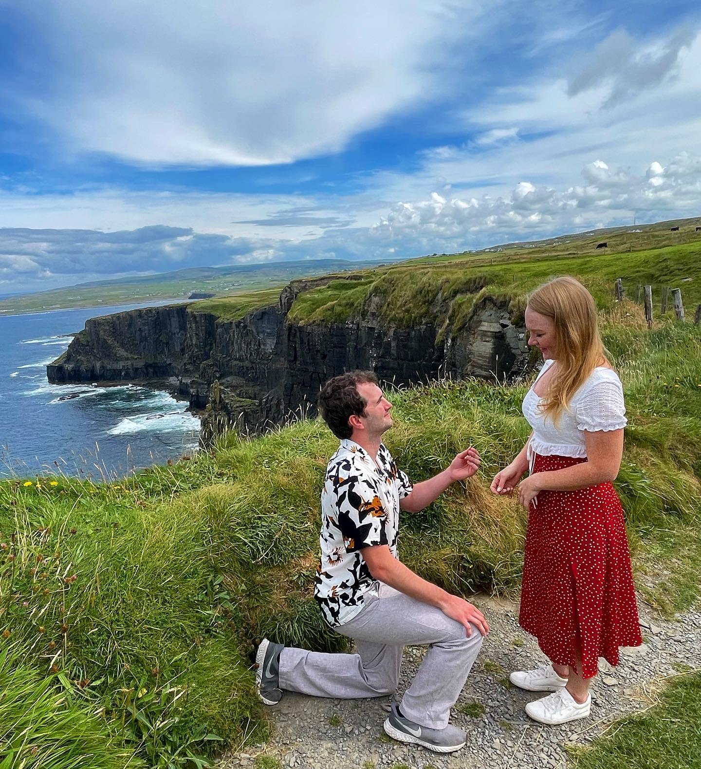 Luke proposed on the Cliffs of Moher, Ireland