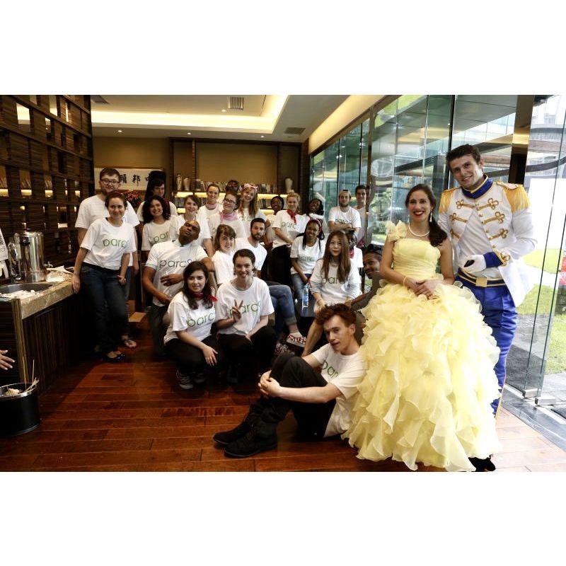 A month after meeting we were asked to take part in a children's TV event as Belle and Prince Charming. We had our first kiss on this day