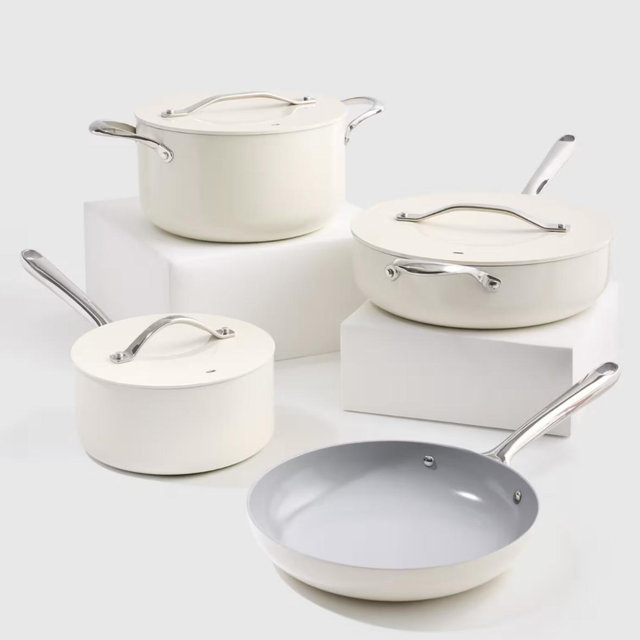 Ceramic Nonstick 7pc Cookware Set - Ivory