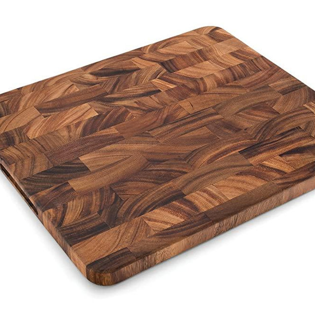 Ironwood Gourmet Oslo End Grain Utility Cutting Board, 14 x 16 Inches, Natural Acacia Wood