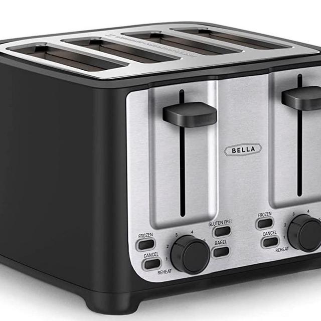 BELLA 4 Slice toaster, Stainless Steel and Black