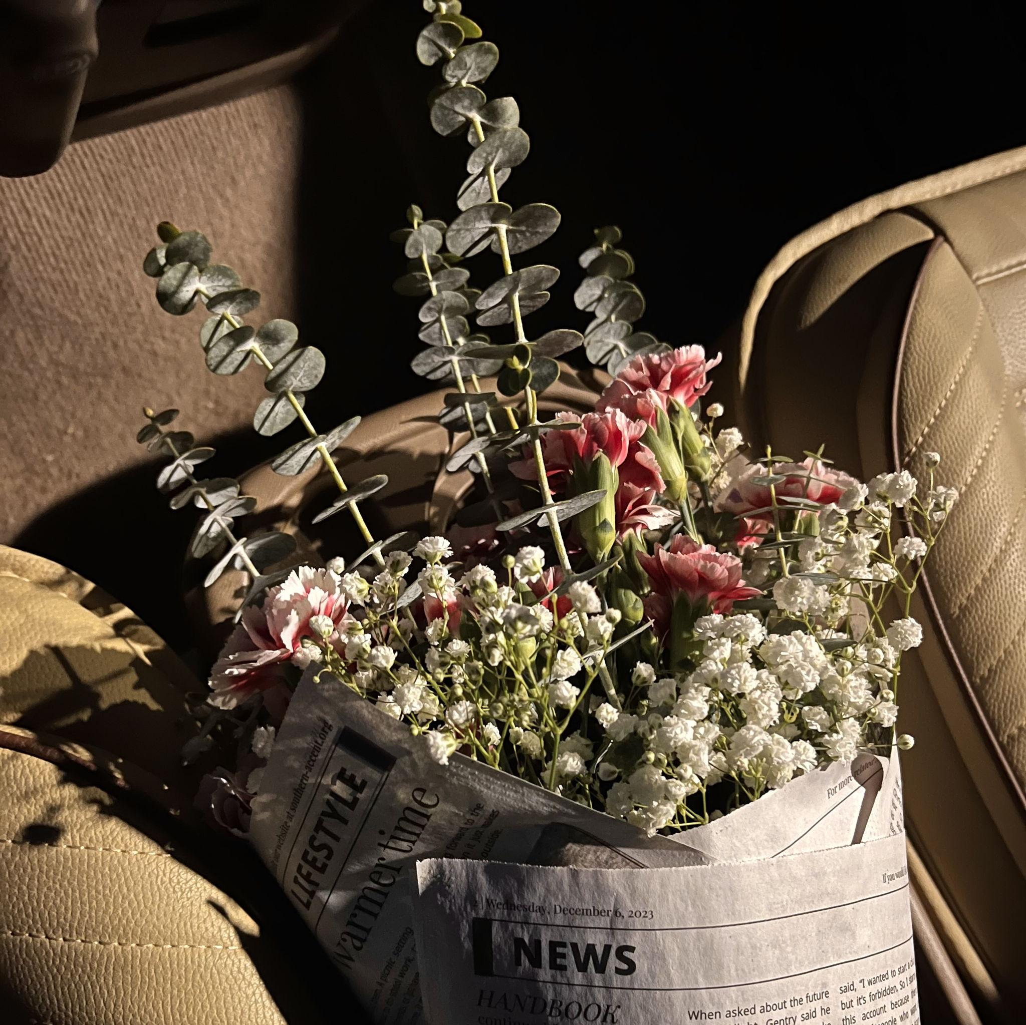 The first of many bouquets from Ryan to Emilianne