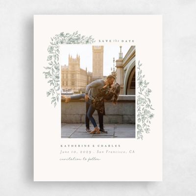 Deep Sage, Green Wedding Save the Date - Sogno Photo