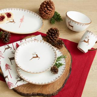 Wooded Reindeer Salad Plate, Set of 4