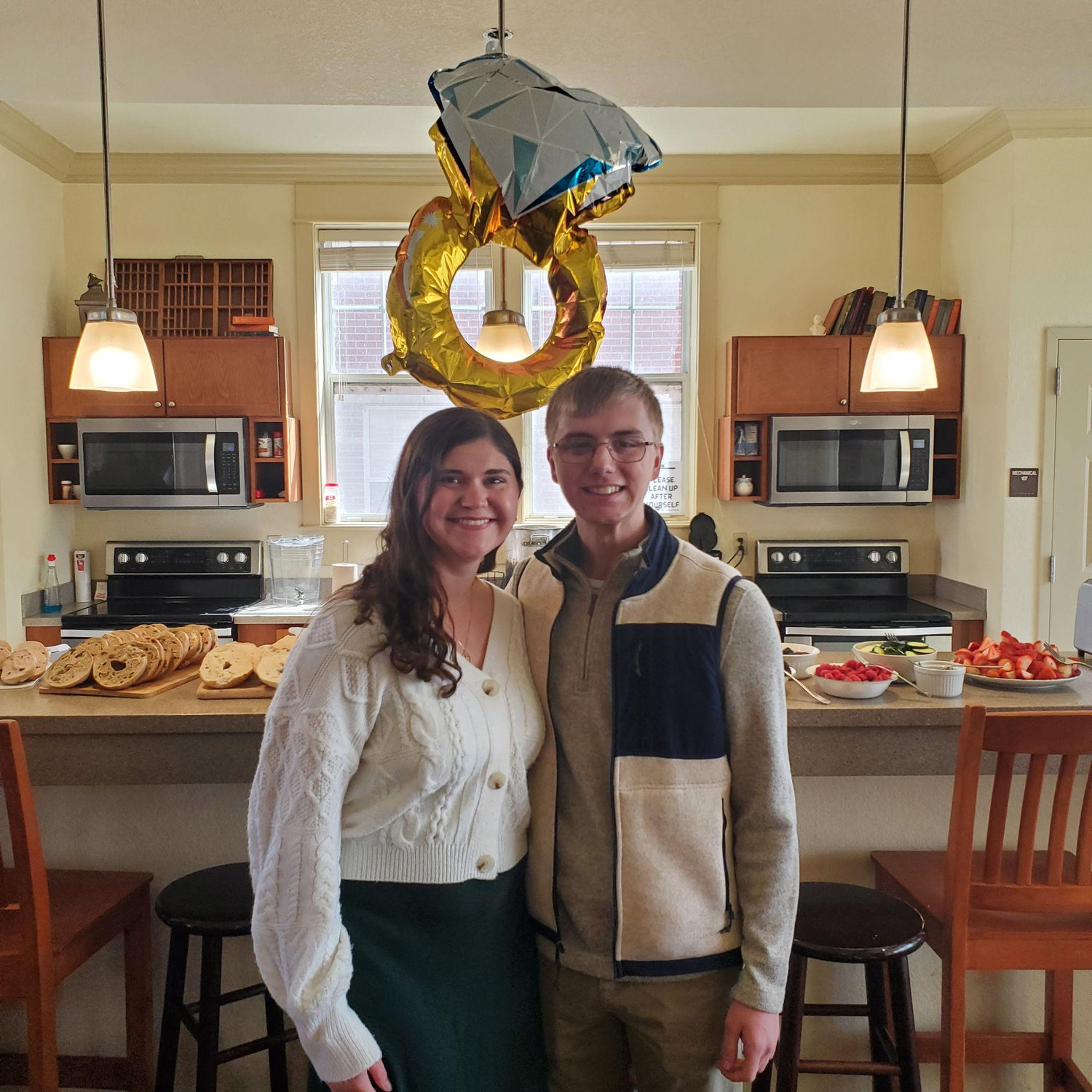 An engagement party thrown by friends at BC.