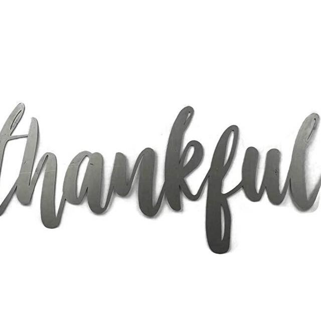 Thankful Small Size Raw Steel Unpainted Word Art