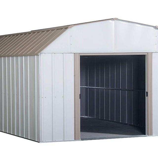 Arrow Shed LX1014 10 x 14 ft. Barn Style Galvanized Taupe/Eggshell Steel Storage Shed