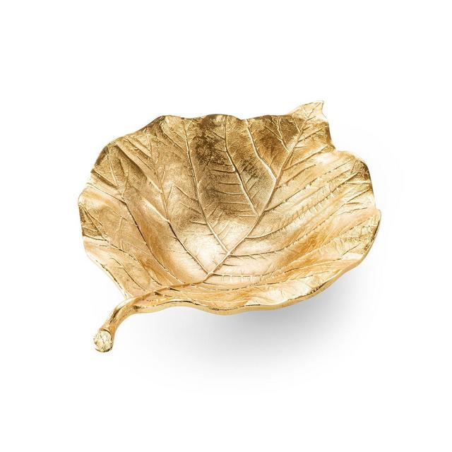 Classic Touch Gold Leaf Shaped Bowl with Vein Design