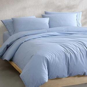Calvin Klein Solid Washed Percale Comforter Mini Set - Chambray Blue, Queen