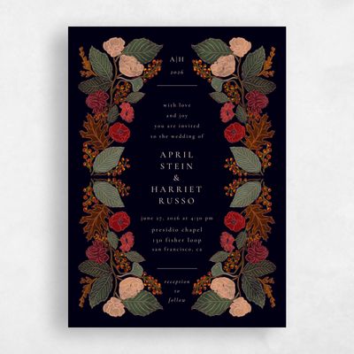 Black Wedding Invitation - Elody Portrait