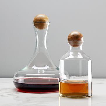 Glass Whiskey Bottle, Wood Stopper