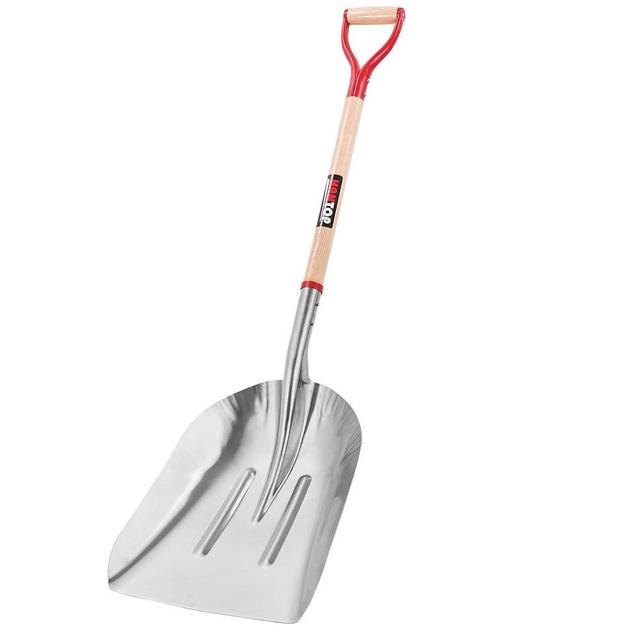 HANTOP Aluminum Snow Scoop Shovel Wide Grain Shovels with Lightweight Large Capacity Head and Oak Wooden Handle