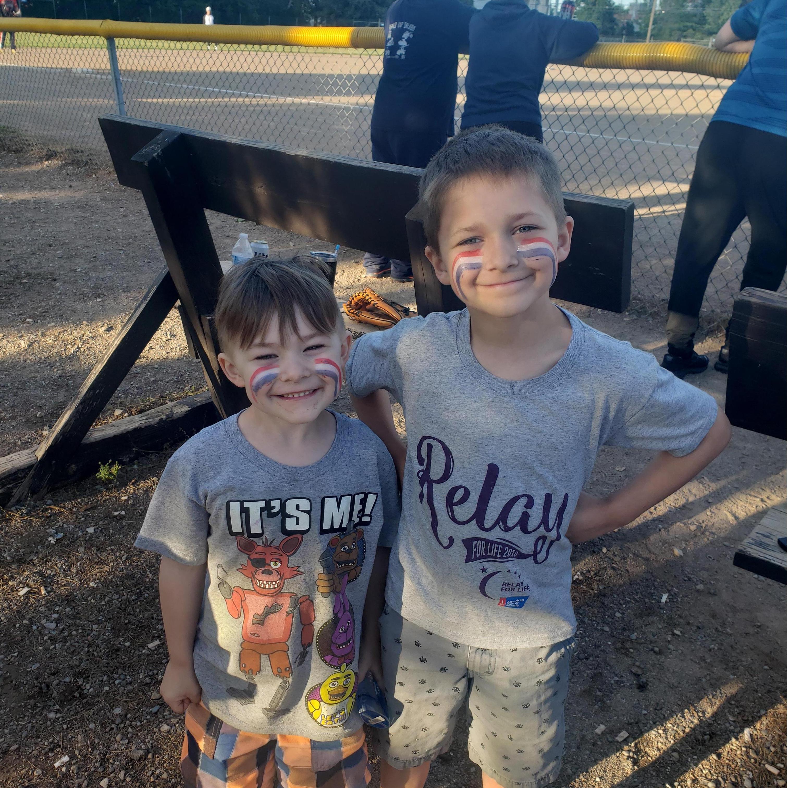 Logan and Decklan got hooked up with some eye paint by Schad Bartlett