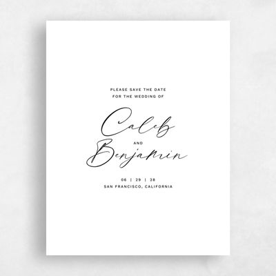 White Typography Wedding Save the Date - Halbert Portrait