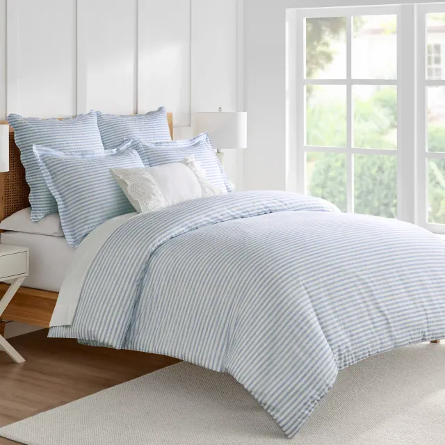 Martha Stripe Blue King Comforter Set - Levtex Home