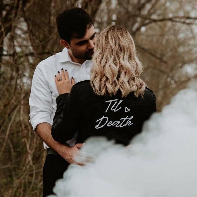 Of course the couple had to incorporate their love for true crime. Til death do us part.
