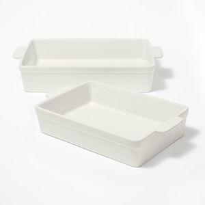 2pc Stoneware Cream Rectangle Baking Dish Set - Figmint™