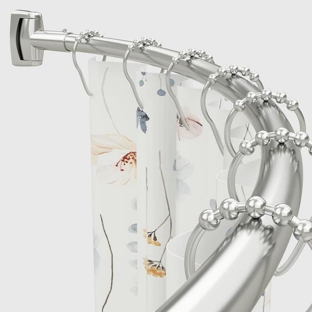 Chrsouly Adjustable Curved Shower Rod, 28-45 inches Extra Wide Shower Curtain Rod, Rust proof, Premium Stainless Steel, Curved Shower Rod for Bathroom, Nickel
