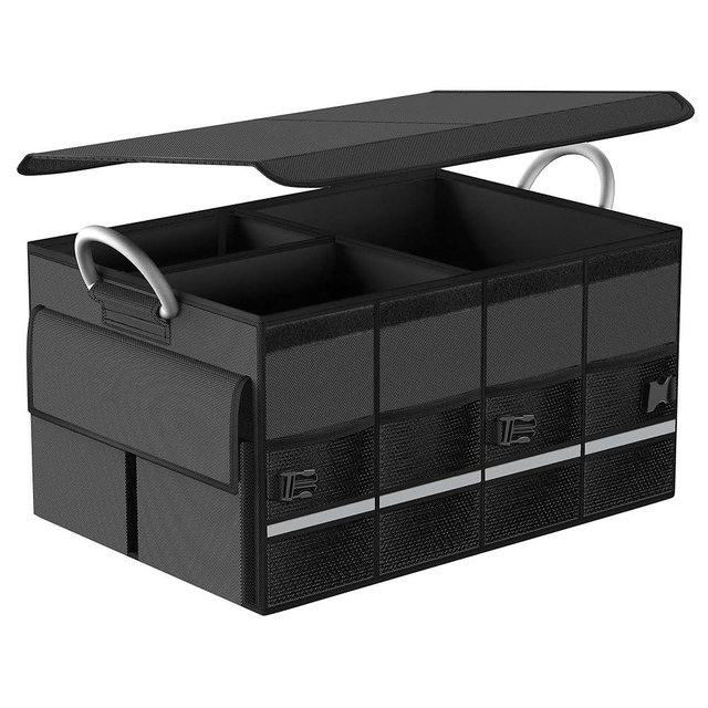 TK-YBX1ZSQ Trunk Organizer for SUV - Car Organizer with Removable Cooler Bag,Collapsible Multi Compartment 1680D Waterproof Sturdy Cargo Storage for Car Accessories Women Men (Extra Large)