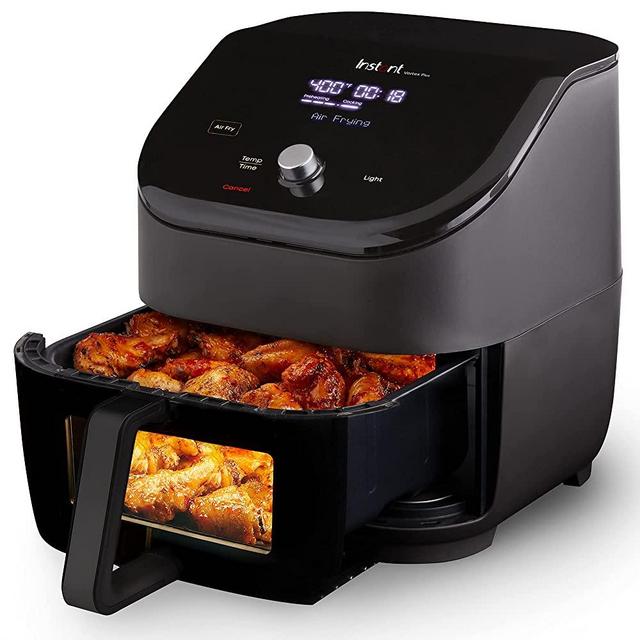 Instant Vortex Plus Air Fryer with ClearCook, 6 Quart, 6-in-1 Air Fry, Roast, Broil, Bake, Reheat, Dehydrate, Black