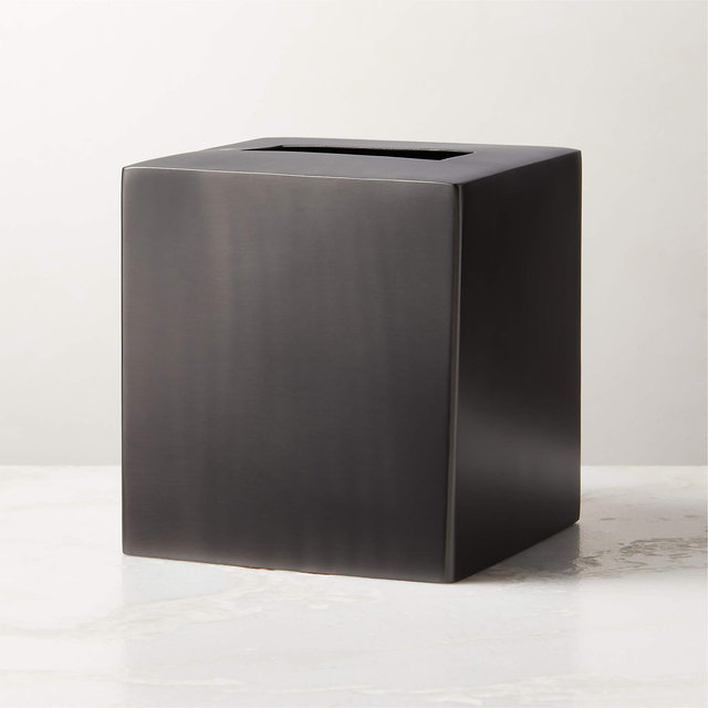 Elton Blackened Stainless Steel Tissue Box Cover
