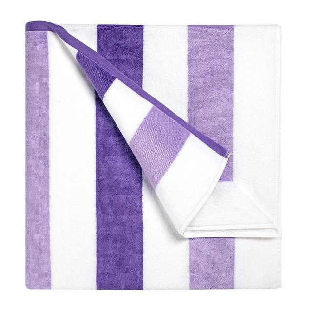 Bornbay Cotton Oversized Beach Towel - Extra Large 40"X70" Big Cute Thick Pool Towel, XL Stitch Beach Towels Striped Purple Swimming Towel for Adults Women