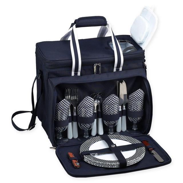 Picnic at Ascot Deluxe Picnic Cooler for 4 in Navy